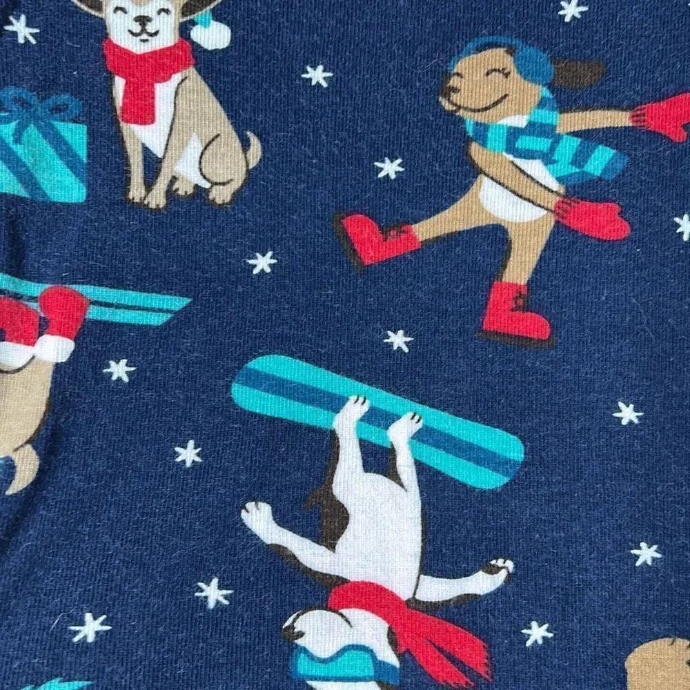Lands’ End Dog Winter Sports Pajamas Sz 4 Unisex Sking Snowboarding